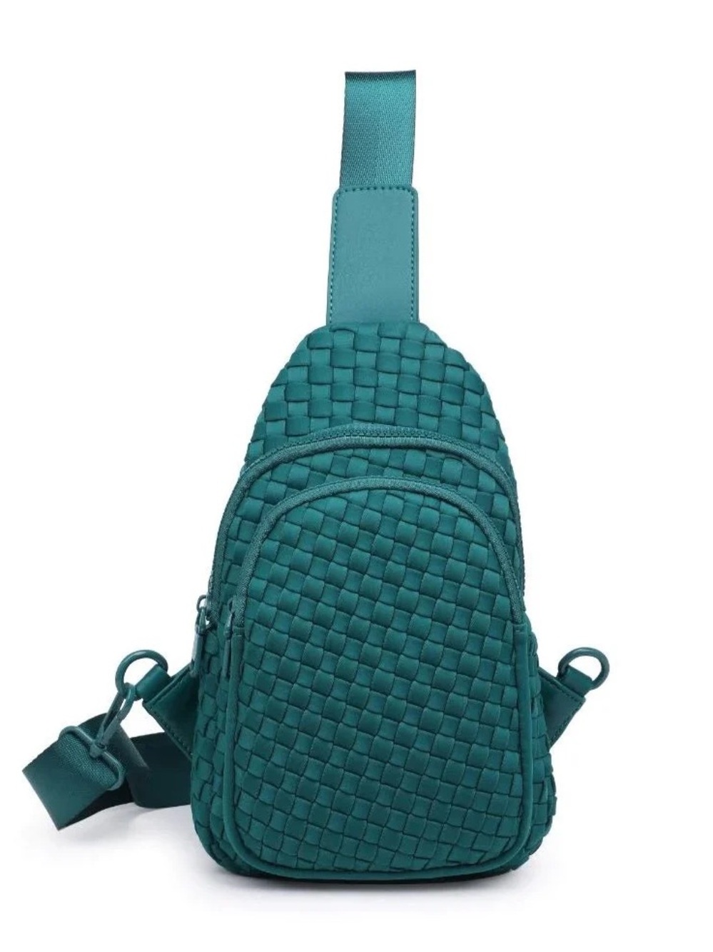 Beyond the horizon Teal Woven Sling Crossbody neoprene bag pack